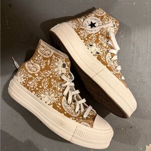 Converse High-Top Sneakers in Brown and White